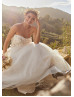 Strapless Sweetheart Neck Ivory Lace Tulle Sparkly Wedding Dress